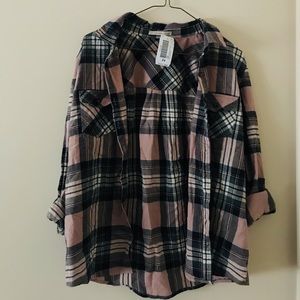 NWT Active USA cowboy plaid shirt, pink flannel